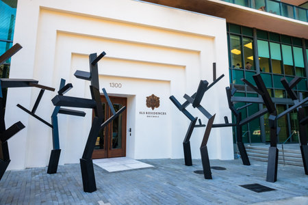 Miami, FL USA - February 14, 2017: The modern entrance to the luxury SLS Residences in the popular downtown Brickell area.のeditorial素材
