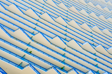 Miami, FL USA - February 14, 2017: The beautiful modern architecture of the luxury SLS Brickell Hotel in the popular downtown Brickell area.のeditorial素材