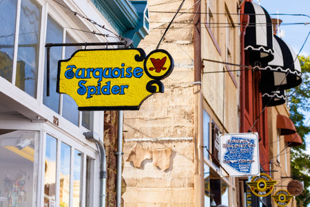 Jerome, AZ USA - October 16, 2016: Colorful signs in the downtown area of this trendy small mountain town overlooking the Verde Valley.のeditorial素材