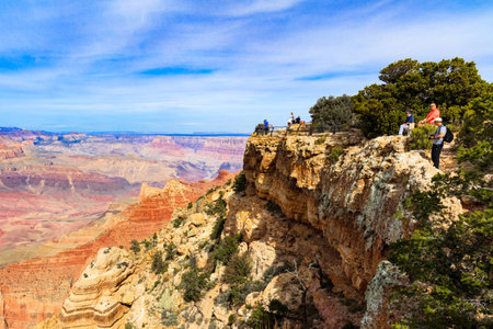Grand Canyon, AZ USA - October 27, 2016: Visitors enjoying the beautiful Grand Canyon National Park along the South Rim in Arizona.のeditorial素材