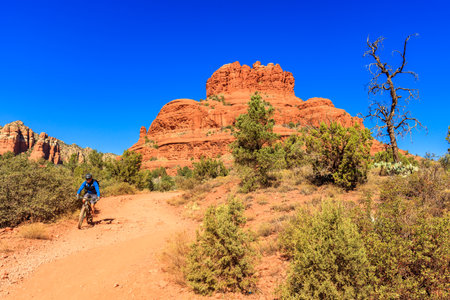 Sedona, AZ USA - October 21, 2016: The natural beauty of Bell Rock with its red rock canyons and sandstone formations is a popular visitor destination for cyclists and hikers.のeditorial素材