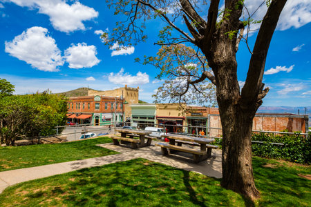 Jerome, Arizona USA - April 27, 2017: Cityscape view from the park in the downtown area of this popular small mountain town located in Yavapai County.のeditorial素材