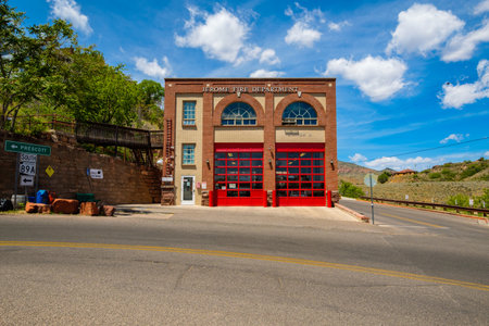 Jerome, Arizona USA - April 27, 2017: Vintage Fire Department building in this popular small...