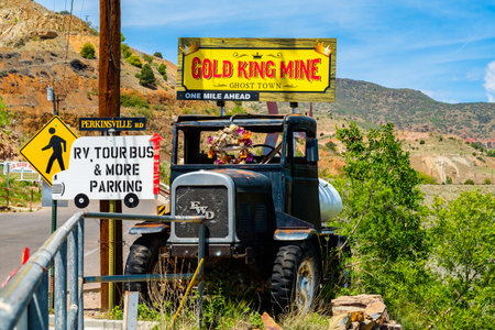 Jerome, Arizona USA - April 27, 2017: Cityscape view of the downtown signage of this popular small mountain town located in Yavapai County in the Verde Valley.のeditorial素材