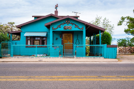 Jerome, Arizona USA - April 27, 2017: Typical vintage mountain home in the popular town of Jerome in the Verde Valley.のeditorial素材