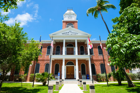 Key West, Florida USA - June 24, 2017: The historic Monroe County Court House building located on Whitehead Street in popular Key West.のeditorial素材