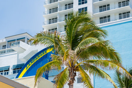 Hollywood Beach, Florida - July 6, 2017: Cityscape view of the Margaritaville Resort, a popular tourist destination in Broward County.のeditorial素材