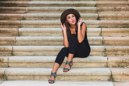 Beautiful multicultural young woman outdoor portrait.の写真素材