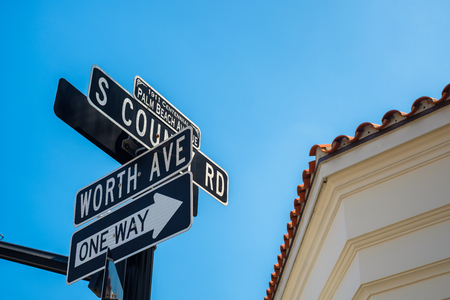 Cityscape view of the the popular and luxurious Worth Avenue shopping district in West Palm Beach.の写真素材