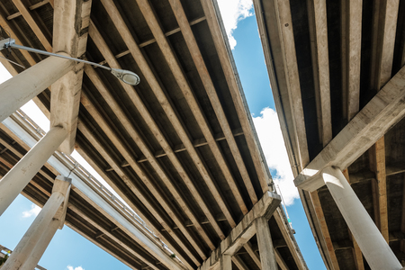Skyward view of Interstate 95 running along downtown Miami.の写真素材