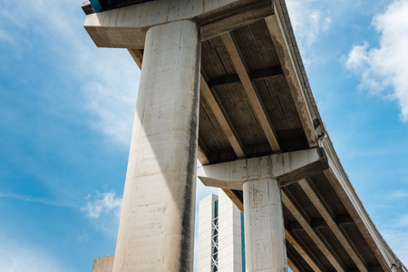Skyward view of Interstate 95 highway running along downtown Miami.の写真素材