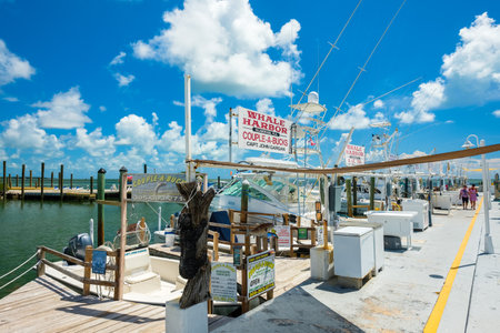 Islamorada, Florida USA - September 18, 2018: The Whale Harbor Marina is a popular tourist destination for the rental of yachts for fishing excursions in the beautiful Florida Keys.のeditorial素材