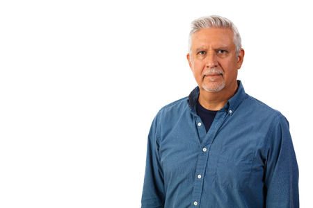 Handsome middle age man studio portrait isolated on a white background.