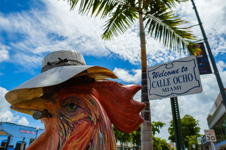 Miami, Florida USA - July 22, 2019: Colorful artwork on display along the popular Calle Ocho in historic Little Havana.のeditorial素材