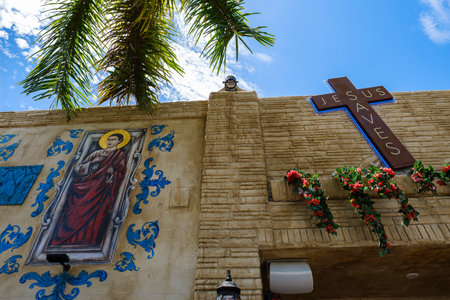 Miami, Florida USA - July 22, 2019: Little Havana is a popular tourist destination in the historic Eight Street area with colorful store fronts and restaurants.のeditorial素材