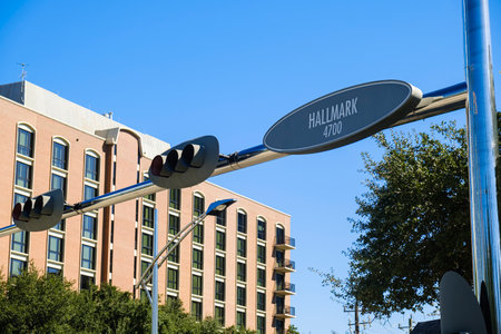 Cityscape sign view in the Houston, Texas business district.のeditorial素材