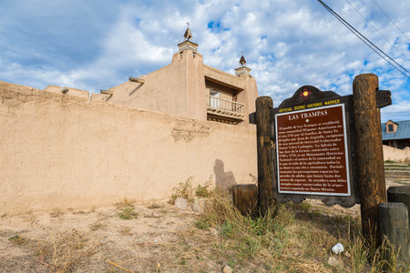 Las Trampas, New Mexico USA - October 23, 2019: The original San Jose de Gracia Church was constructed in 1670 in the Spanish colonial pueblo mission style.のeditorial素材