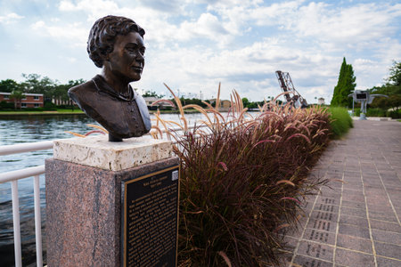 Tampa, Florida USA - September 26, 2019: Close up view of the statue of beloved Kate Jackson, a...