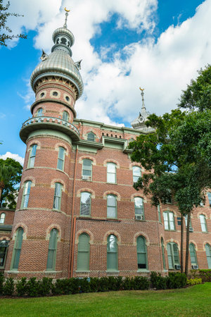 Tampa, Florida USA - September 26, 2019: The beautiful Moorish influenced architecture of the University of Tampa, previously known as the Tampa Bay Hotel in the downtown district.のeditorial素材