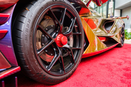 Miami, Florida USA - February 16, 2020: Exotic Apollo supercar on display at the public Miami Concours car show in the upscale Design District.のeditorial素材