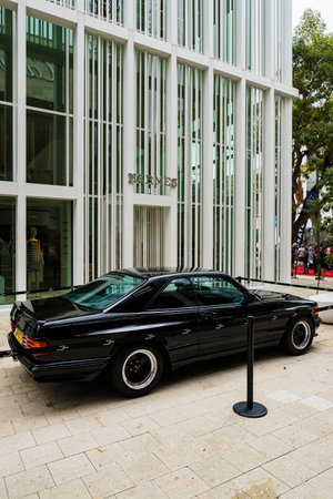 Miami, Florida USA - February 16, 2020: Vintage exotic Mercedes Benz AMG sports car on display at the public Miami Concours car show in the upscale Design District.のeditorial素材