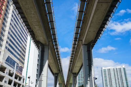 Downtown Miami skyline cityscape by the new Underline in the Brickell district.の写真素材