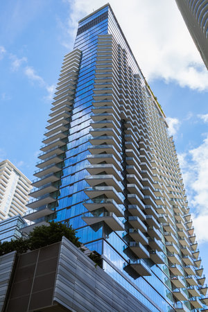 Miami, Florida USA - January 30, 2021: Downtown skyline cityscape view of the new East Miami luxury...