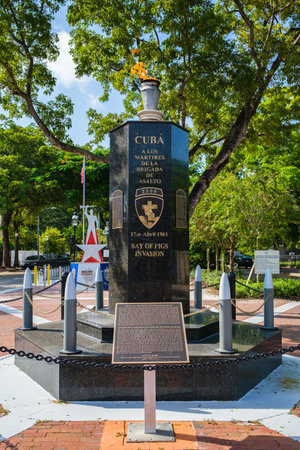 Miami, Florida USA - September 9, 2021: Monument commemorating the 2506 Brigade martyrs supporting the 1961 Cuban Bay of Pigs Invasion.のeditorial素材