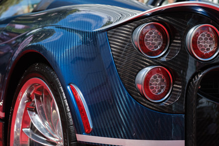 Miami, Florida USA - February 20, 2022: Exotic Ford GT supercar on display at the public Miami...