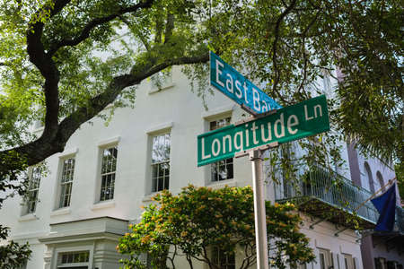 Historic architecture of the French Quarter district in Charleston, South Carolinaの写真素材