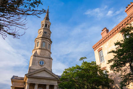 Historic architecture of the French Quarter district in Charleston, South Carolina