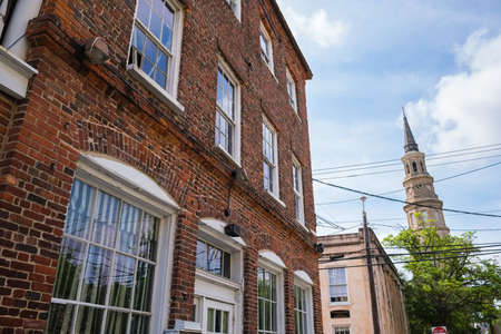 Cityscape of the historic downtown French Quarter district in Charleston, South Carolina