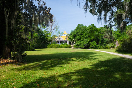 Charleston, South Carolina USA - May 2, 2022: Historic house of the southerm Magnolia Plantation and Gardens located along the Ashley River.のeditorial素材