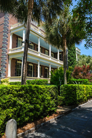 Charleston, South Carolina USA - May 3, 2022: Beautiful vintage architecture of the residential French Quarter district.のeditorial素材