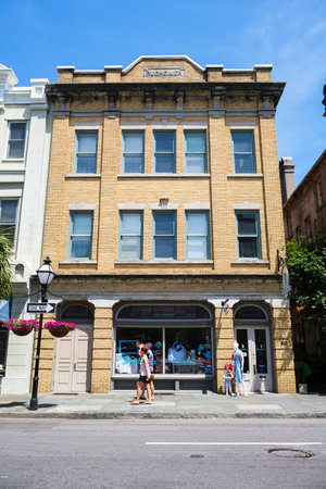 Charleston, South Carolina USA - May 3, 2022: Vintage retail commercial building located in the historic downtown district on King Street.のeditorial素材