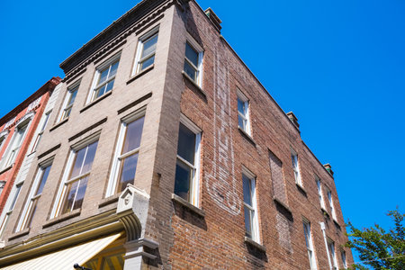 Charleston, South Carolina USA - May 3, 2022: Vintage retail commercial building located in the historic downtown district on King Street.のeditorial素材