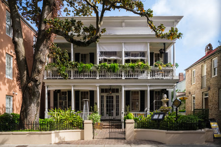 Charleston, South Carolina USA - May 3, 2022: The popular Husk restaurant in the historic downtown district on Queen Street.のeditorial素材