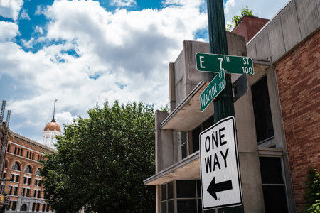 Chattanooga, Tennessee USA - May 13, 2022: Street sign cityscape in the City Center in the downtown districtのeditorial素材