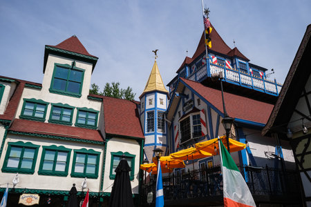 Helen, Georgia USA - May 16, 2022: Cityscape view of the Bavarian style architecture in this small mountain town in the northeast region of the stateのeditorial素材