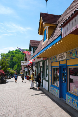 Helen, Georgia USA - May 16, 2022: Cityscape view of the Bavarian style architecture in this small mountain town in the northeast region of the stateのeditorial素材