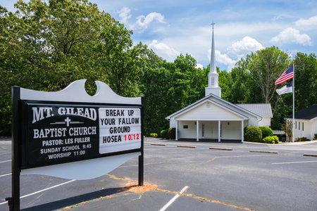 Dahlonega, Georgia USA - May 16, 2022: The Mt. Gilead Baptist Church, a rural small town church in the northern region of the state.のeditorial素材