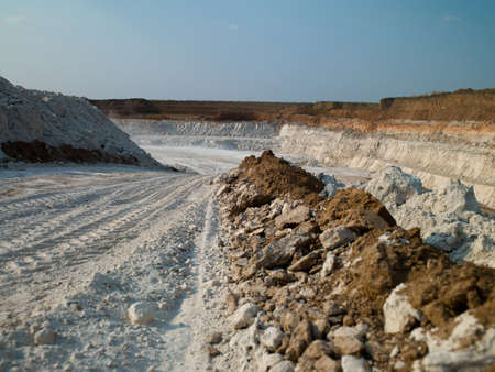 sandy industrial careers in the skyの写真素材