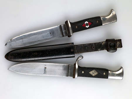 knives during the war on a white background with German insigniaのeditorial素材