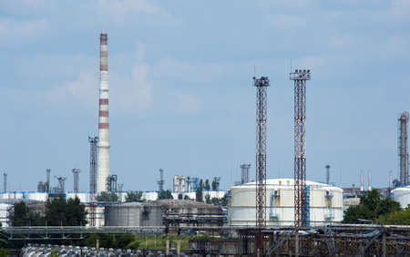 refining plants in the open air on a background of greenの写真素材
