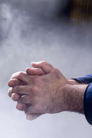  this man's hands at work during
