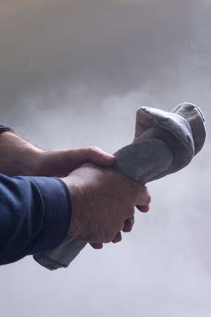 Man's hands at work の写真素材