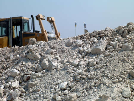 Photo industrial zone is running on a tractorの写真素材