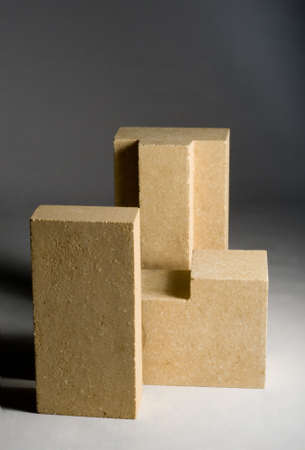 Photo in the production of refractory bricks for the construction of blast furnaces and fireplaces