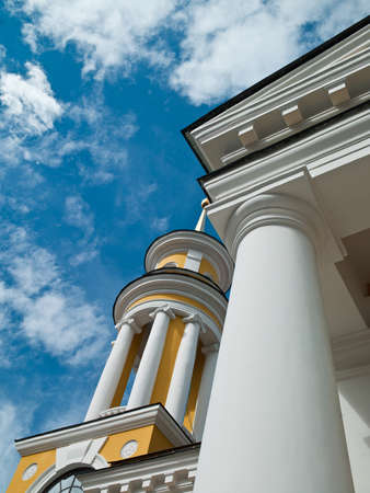 Photo and beautiful architecture on the background of sky and clouds