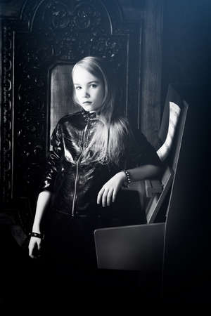 Photo of a beautiful teen girl filming in studioの写真素材